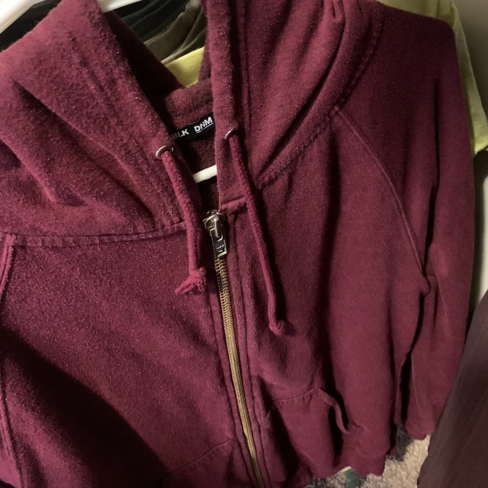BLK DNM Burgundy Zip-Up Hoodie
